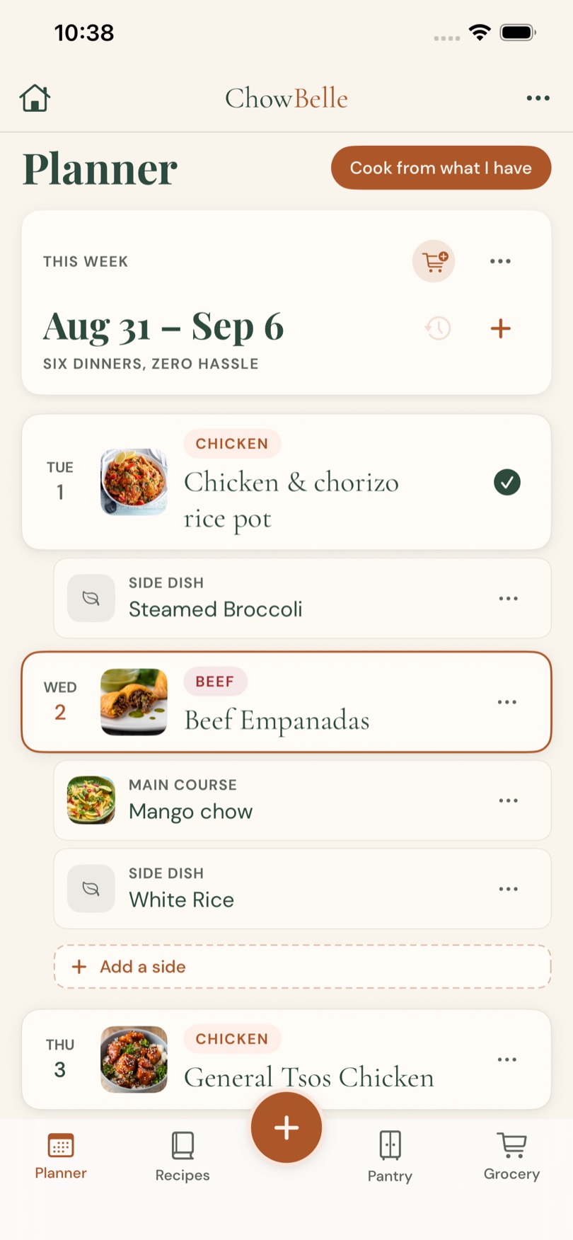 ChowBelle weekly planner
