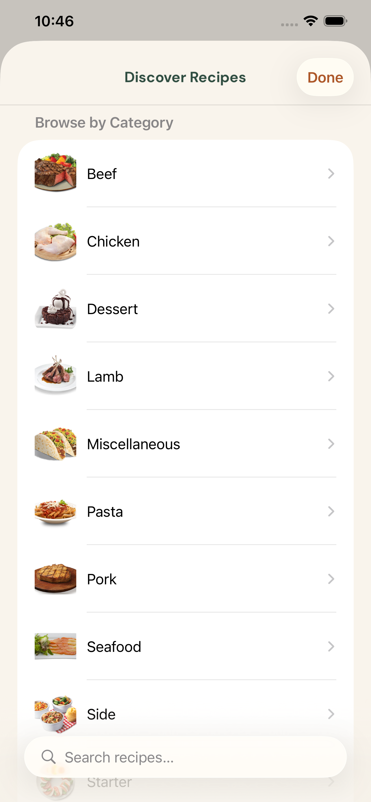 Discover recipes by category